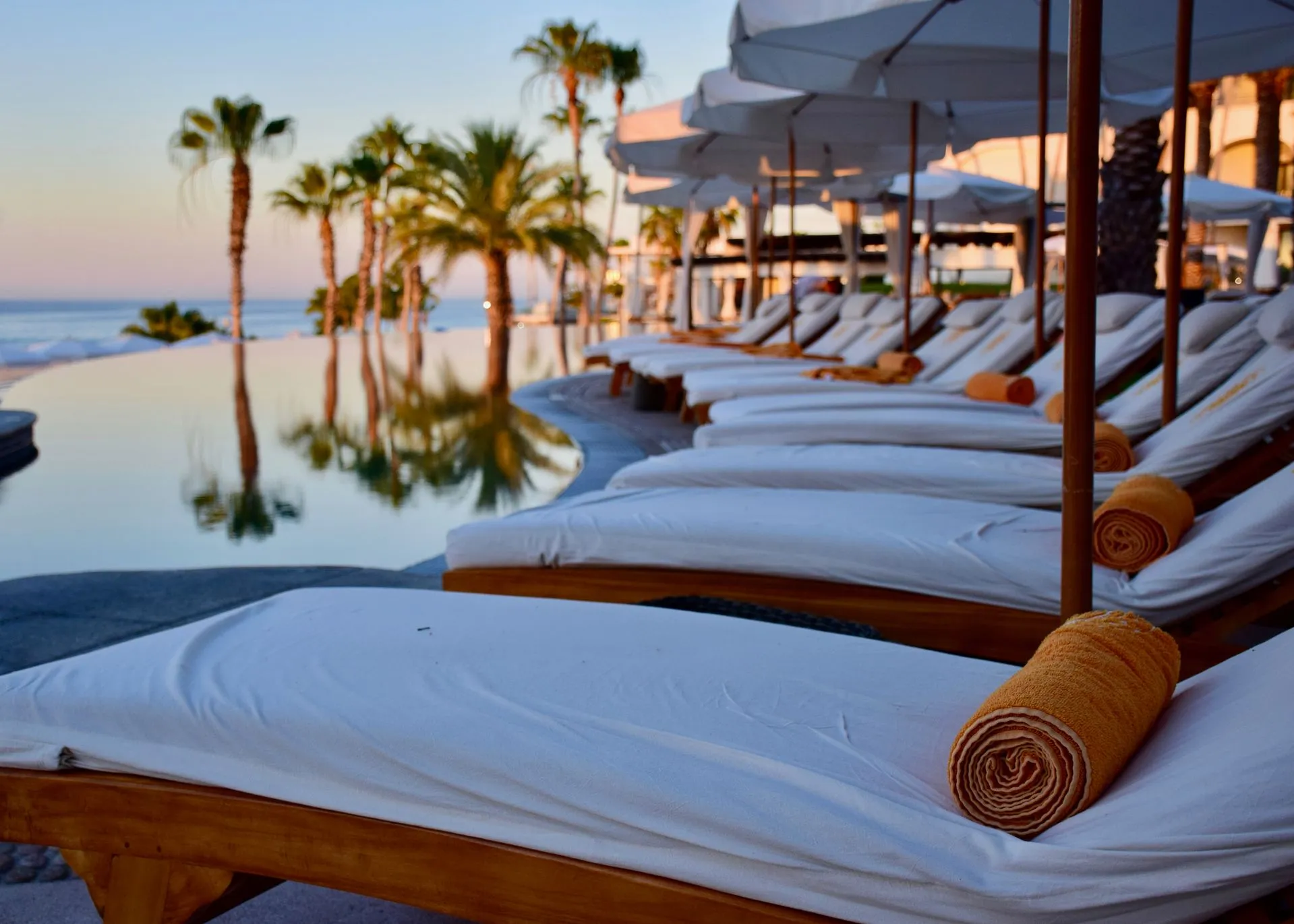 All-inclusive resort pools facing the Sea of Cortez near San José del Cabo, Baja California Sur, Mexico
